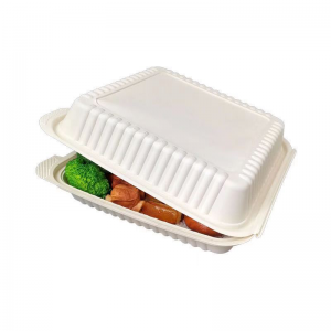 Eco compostable clamshell take away food containers disposable biodegradable sugarcane bagasse lunch box for kids